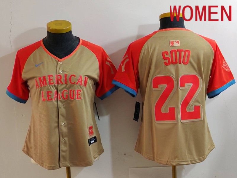 Women New York Yankees #22 Soto Orange All star 2024 Nike MLB Jersey style 1